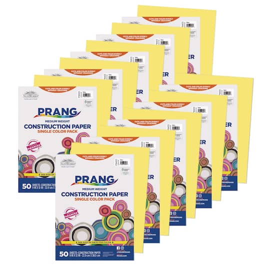 Prang® 9" x 12" Yellow Medium Weight Construction Paper, 10 Packs of 50 Sheets